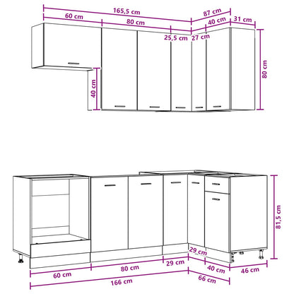Kitchen Unit LYON 8 pcs Concrete Grey Engineered Wood