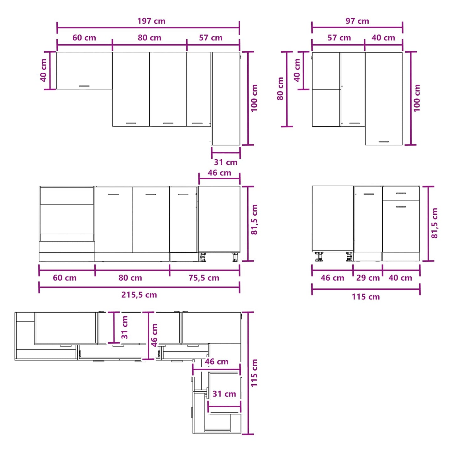 Kitchen Unit LYON 8 pcs Old Wood Engineered Wood