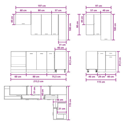 Kitchen Unit LYON 8 pcs Old Wood Engineered Wood