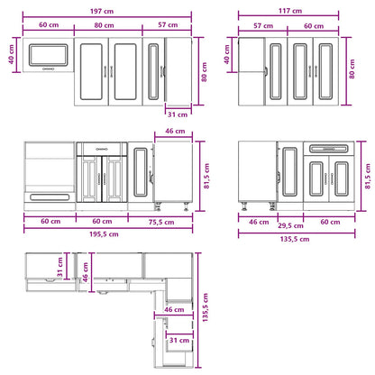 Kitchen Unit KALMAR 8 pcs Black Engineered Wood