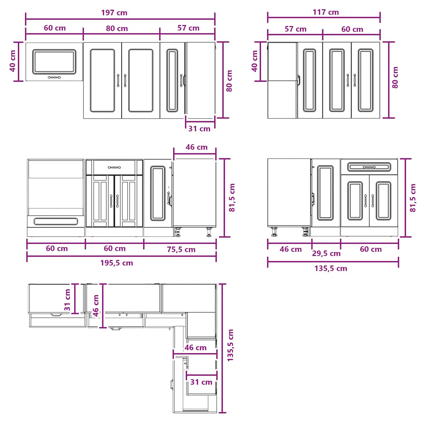 Kitchen Unit KALMAR 8 pcs Concrete Grey Engineered Wood