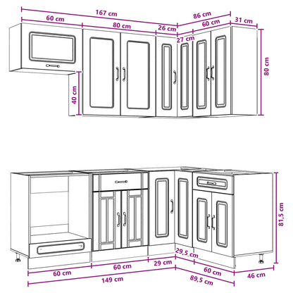 Kitchen Unit KALMAR 8 pcs Concrete Grey Engineered Wood