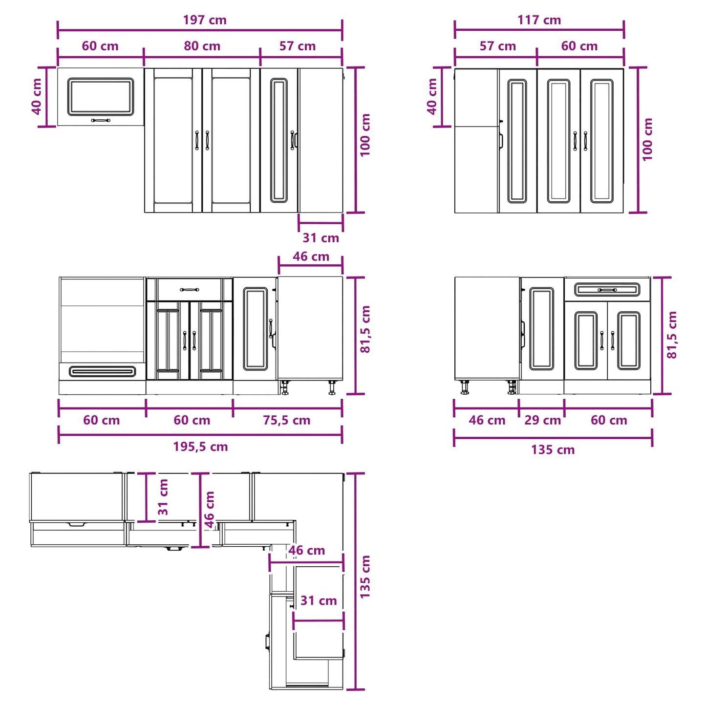 Kitchen Unit KALMAR 8 pcs White Engineered Wood