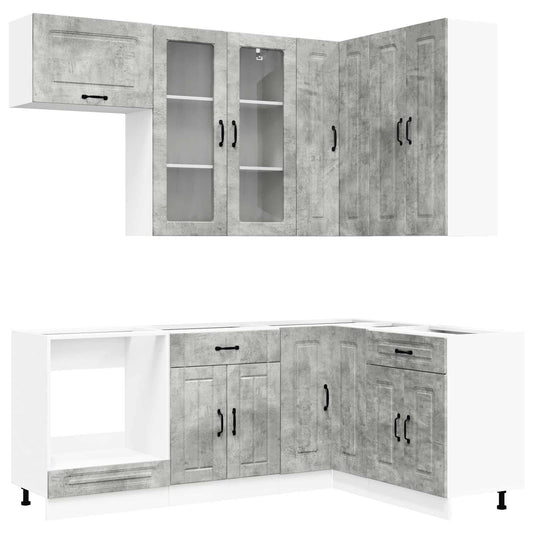 Kitchen Unit KALMAR 8 pcs Concrete Grey Engineered Wood