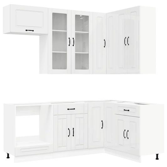 Kitchen Unit KALMAR 8 pcs High Gloss White Engineered Wood