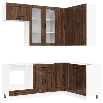 Kitchen Unit KALMAR 8 pcs Brown Oak Engineered Wood