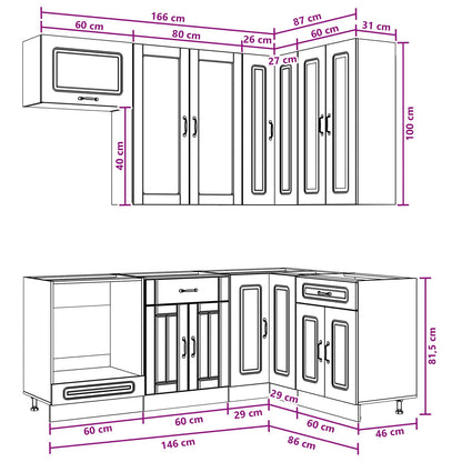 Kitchen Unit KALMAR 8 pcs Brown Oak Engineered Wood