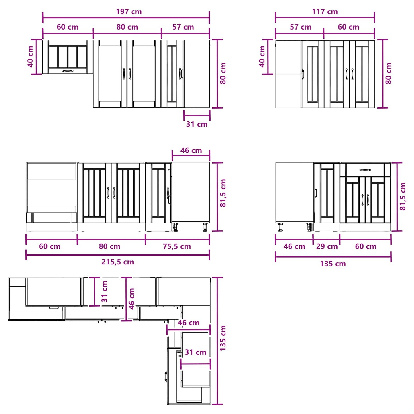 Kitchen Unit LUCCA 8 pcs White Engineered Wood