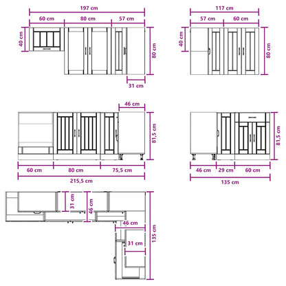 Kitchen Unit LUCCA 8 pcs White Engineered Wood