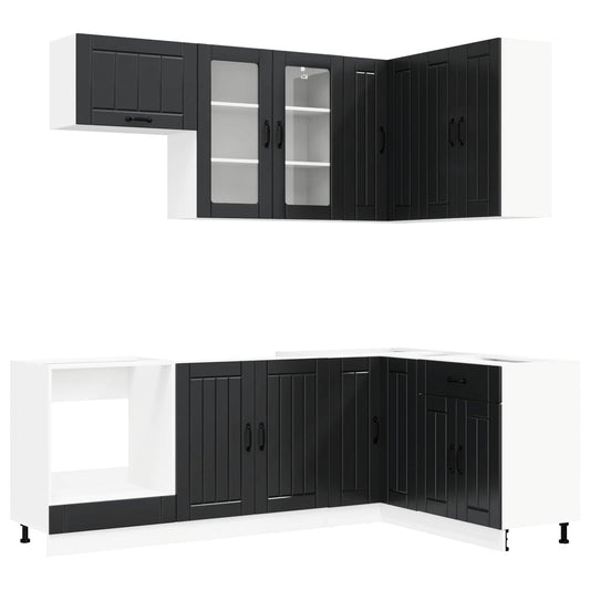 Kitchen Unit LUCCA 8 pcs Black Engineered Wood