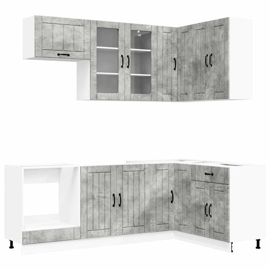 Kitchen Unit LUCCA 8 pcs Concrete Grey Engineered Wood
