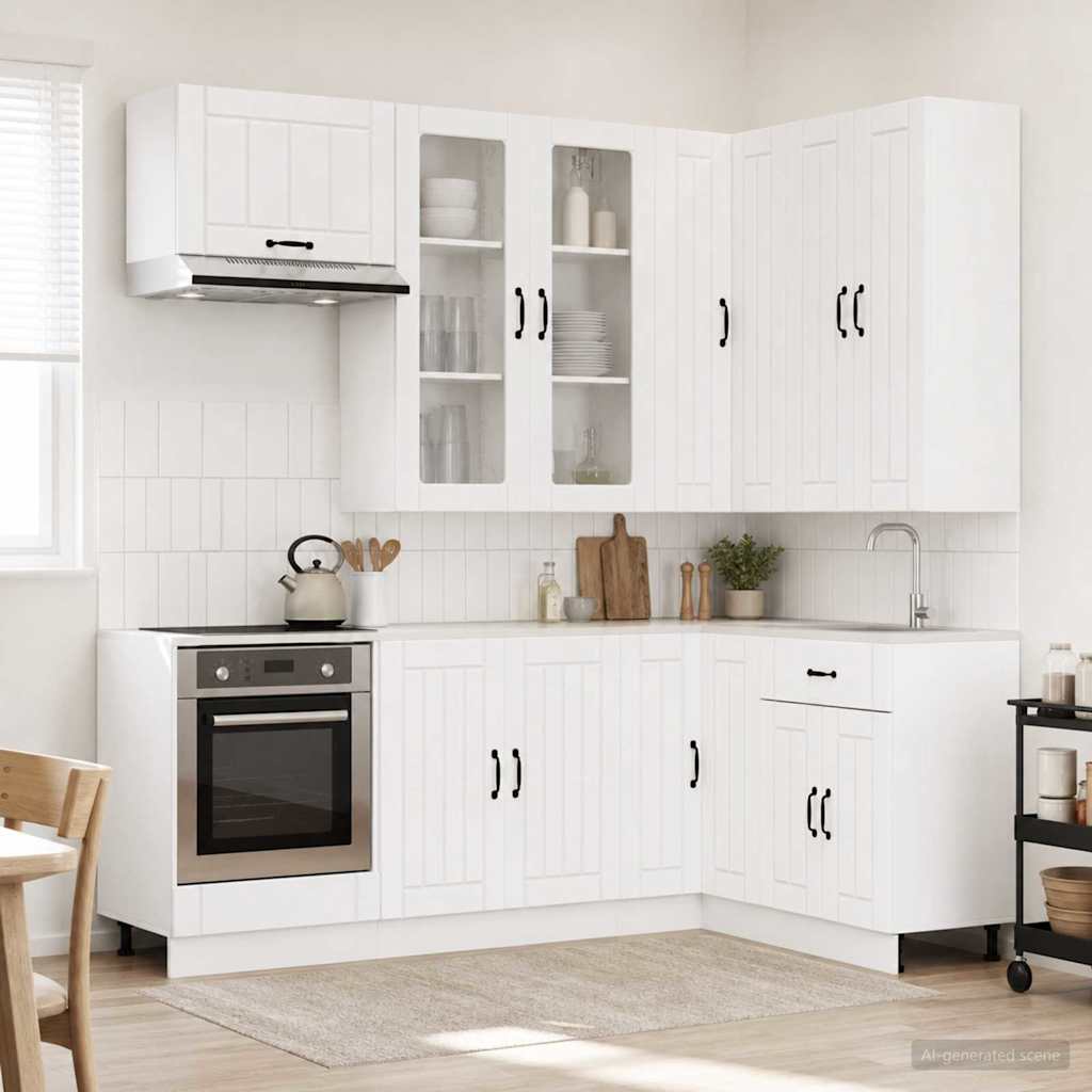 Kitchen Unit LUCCA 8 pcs White Engineered Wood