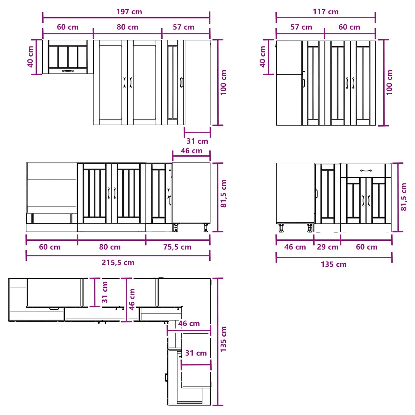 Kitchen Unit LUCCA 8 pcs White Engineered Wood