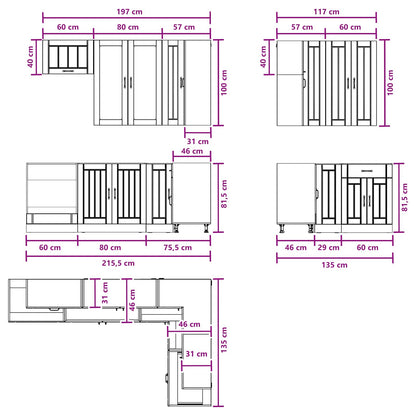 Kitchen Unit LUCCA 8 pcs White Engineered Wood
