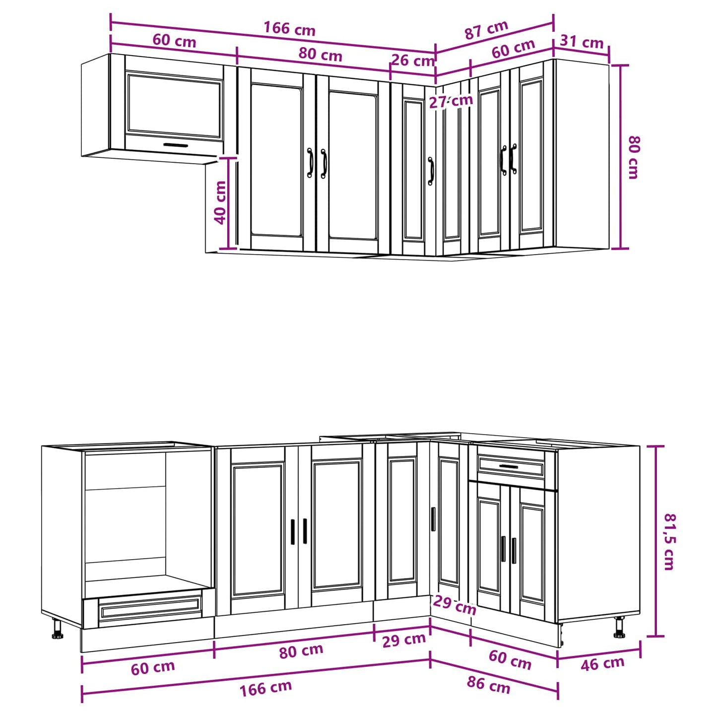 Kitchen Unit PORTO 8 pcs White Engineered Wood