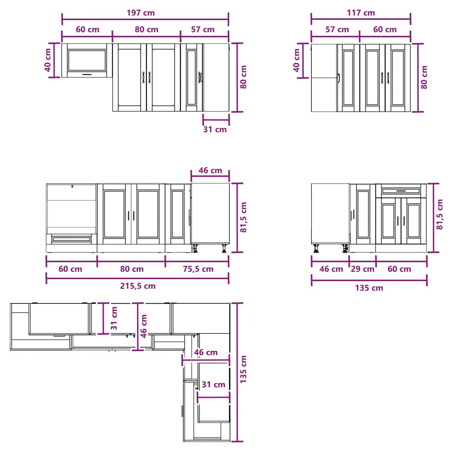 Kitchen Unit PORTO 8 pcs Artisan Oak Engineered Wood