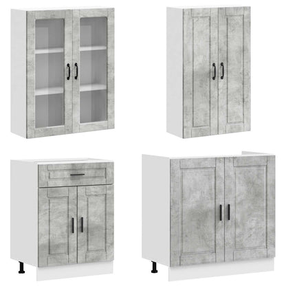 Kitchen Unit PORTO 8 pcs Concrete Grey Engineered Wood