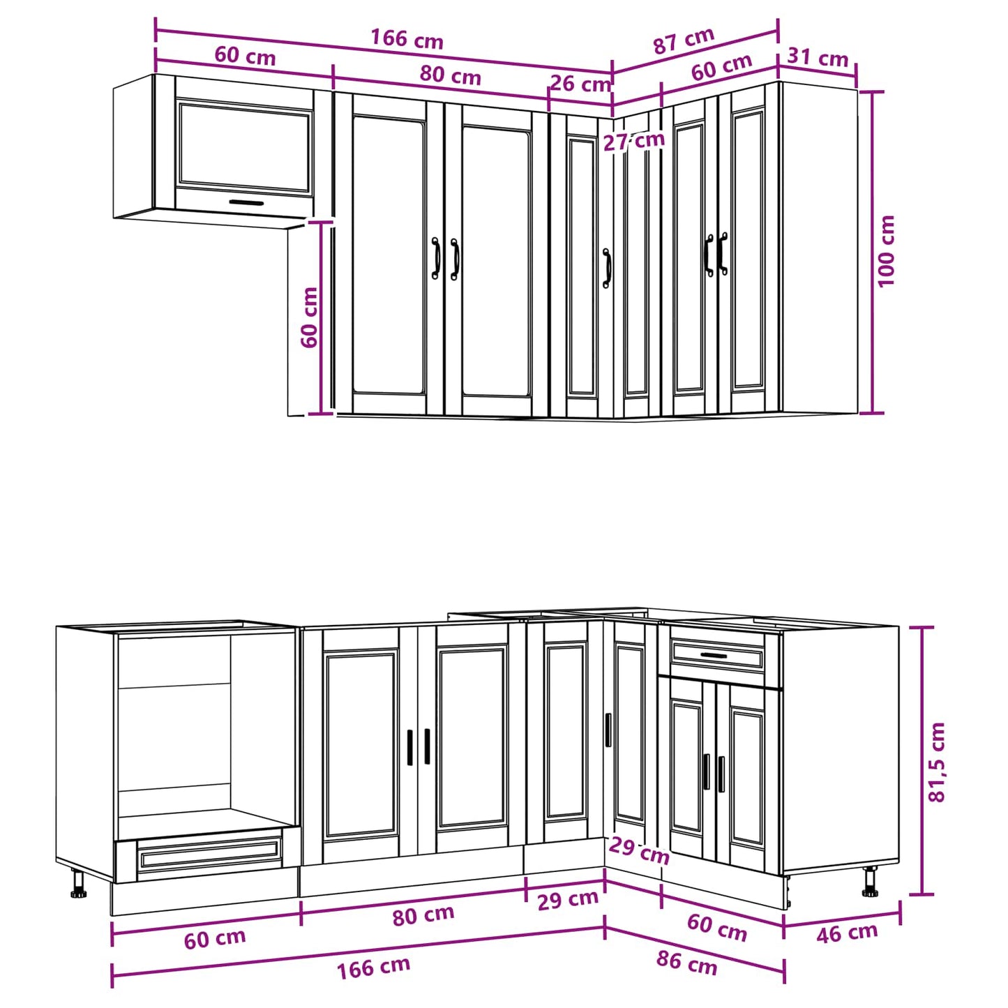 Kitchen Unit PORTO 8 pcs Concrete Grey Engineered Wood