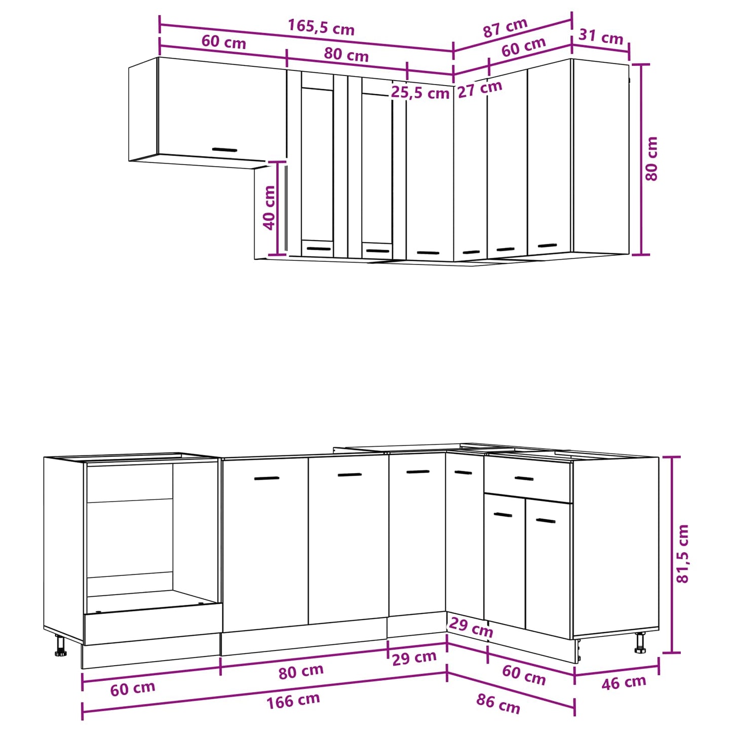 Kitchen Unit LYON 8 pcs White Engineered Wood