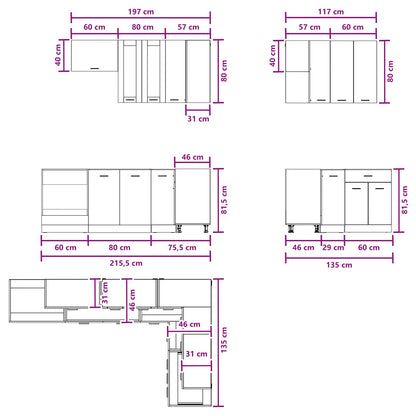 Kitchen Unit LYON 8 pcs Concrete Grey Engineered Wood
