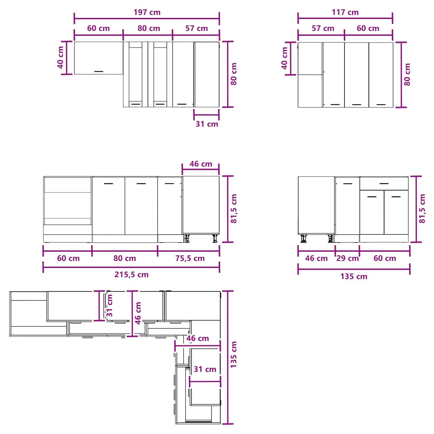 Kitchen Unit LYON 8 pcs Grey Sonoma Engineered Wood