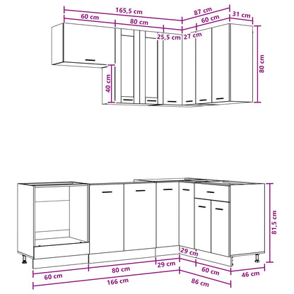 Kitchen Unit LYON 8 pcs Old Wood Engineered Wood