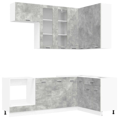 Kitchen Unit LYON 8 pcs Concrete Grey Engineered Wood