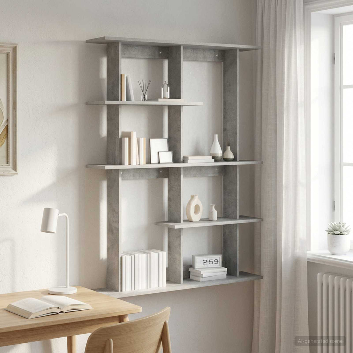 Wall Shelf Concrete Grey 102 x 20 x 130 cm Engineered Wood