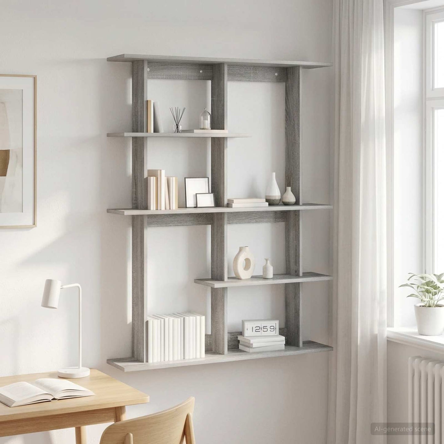 Wall Shelf Grey Sonoma 102 x 20 x 130 cm Engineered Wood