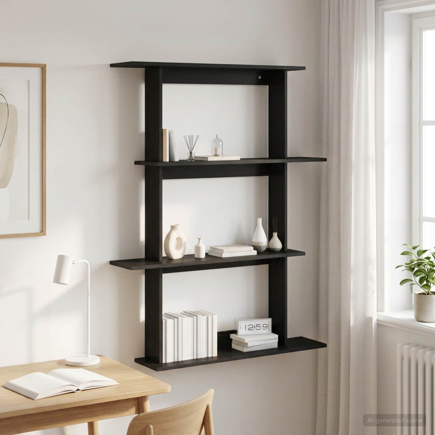 Wall Shelf Black Oak 100 x 20 x 126 cm Engineered Wood