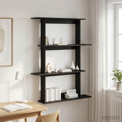 Wall Shelf Black Oak 100 x 20 x 126 cm Engineered Wood