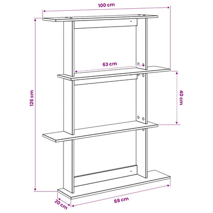 Wall Shelving Unit Brown 100 x 20 x 126 cm Engineered Wood