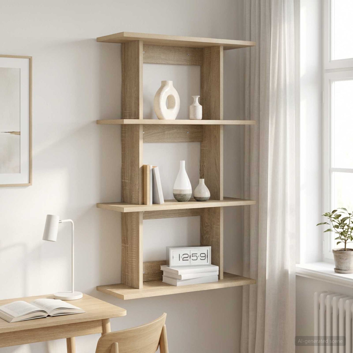 Wall Shelf Wall-Mounted Sonoma Oak 56 x 20 x 90 cm