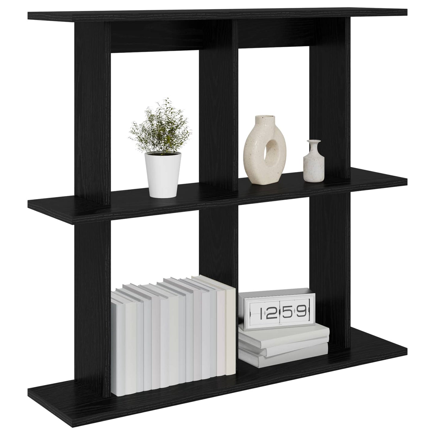 Wall Shelf Wall-Mounted Black 80 x 20 x 75 cm Engineered Wood