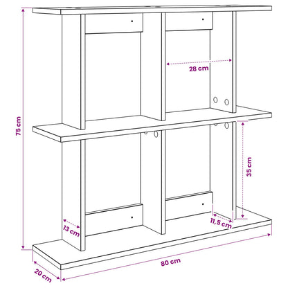 Wall Shelf Wall-Mounted Black 80 x 20 x 75 cm Engineered Wood