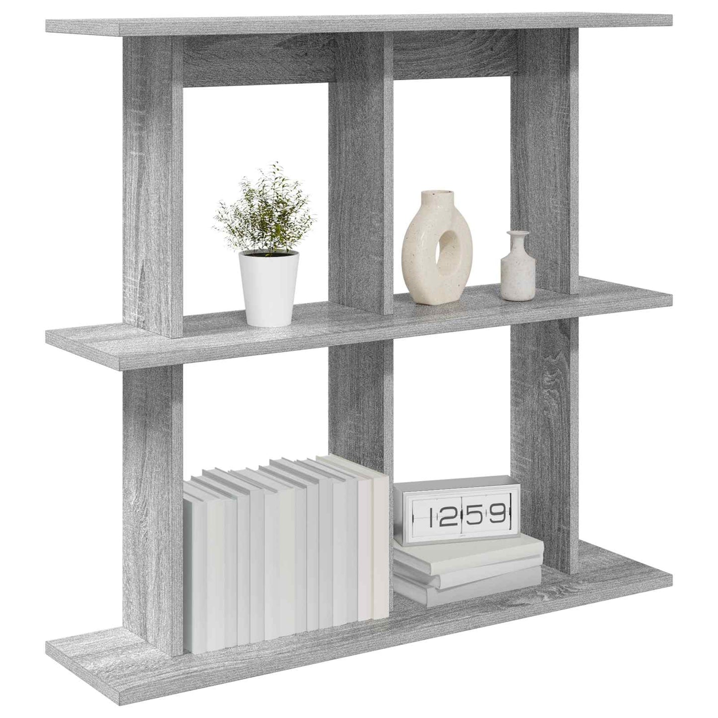 Wall Shelf Wall-Mounted Grey 100 x 20 x 75 cm Engineered Wood
