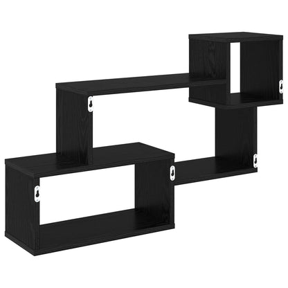 Floating Shelf Wall-Mounted Black 87 x 20 x 55 cm