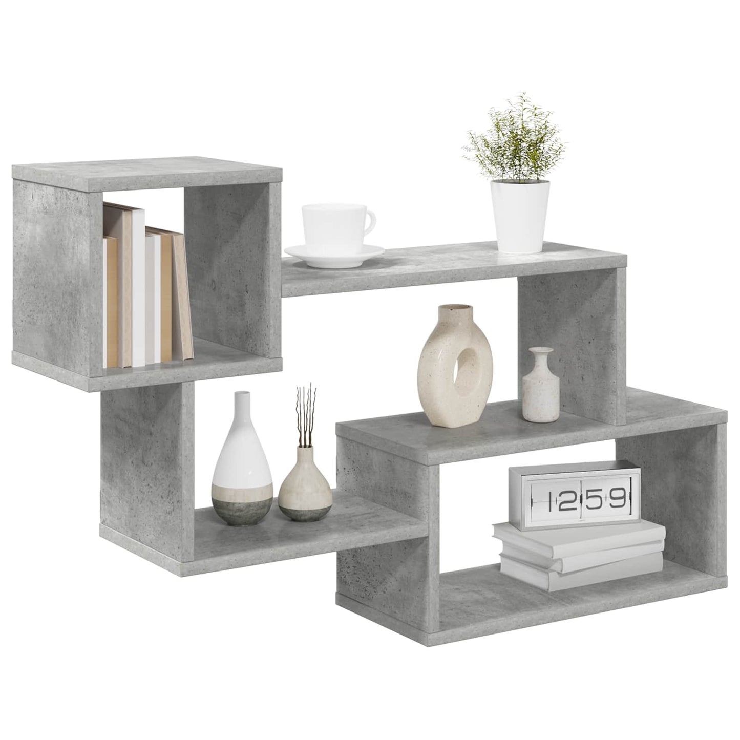 Floating Shelf Wall-Mounted Grey 87 x 20 x 55 cm