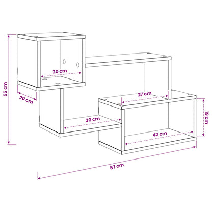 Floating Shelf Wall-Mounted Grey 87 x 20 x 55 cm