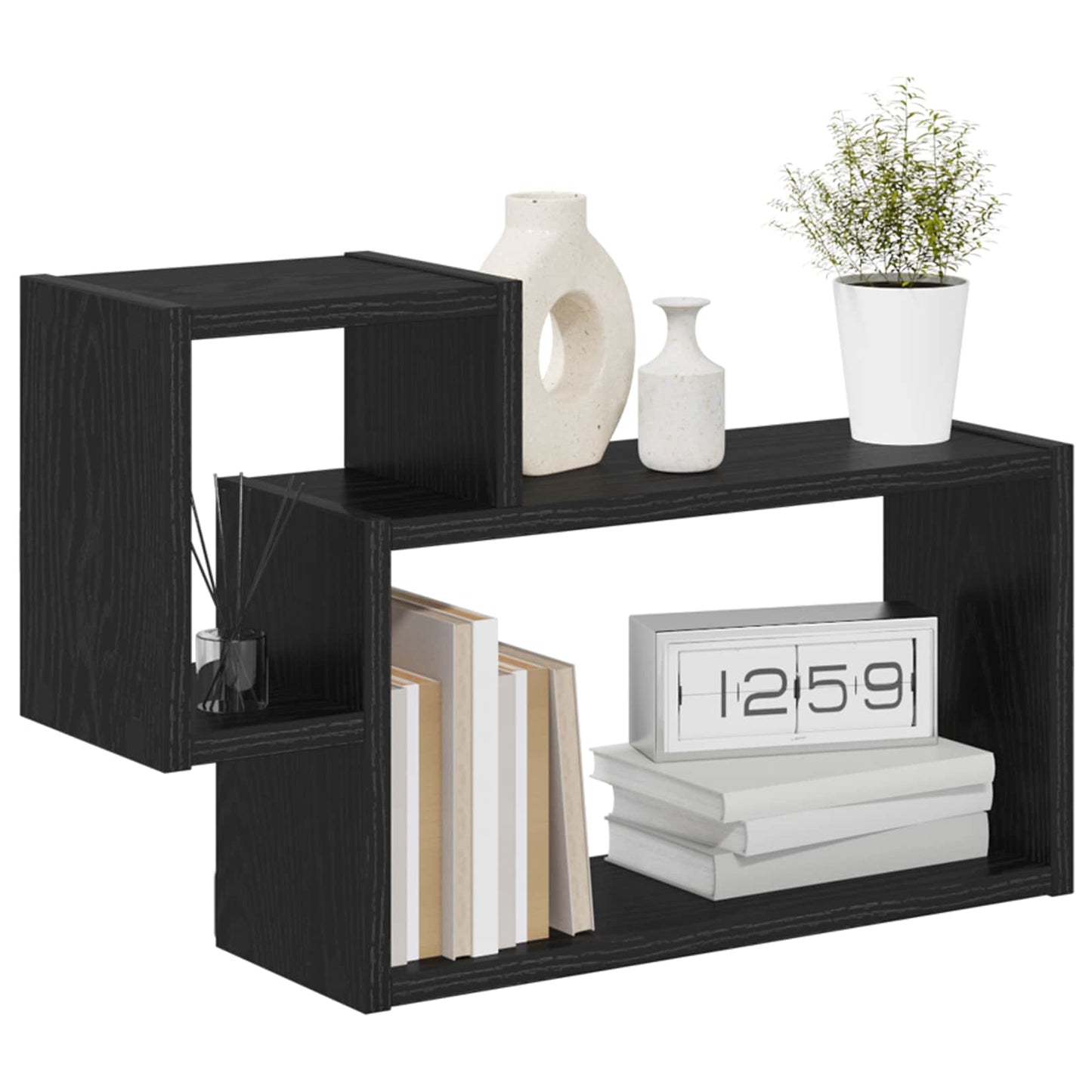 Wall Shelf Wall-Mounted Black 55 x 15 x 35 cm Engineered Wood