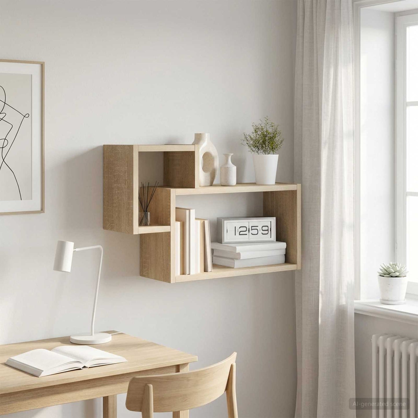 Wall Shelf Wall-Mounted Sonoma Oak 55 x 15 x 35 cm