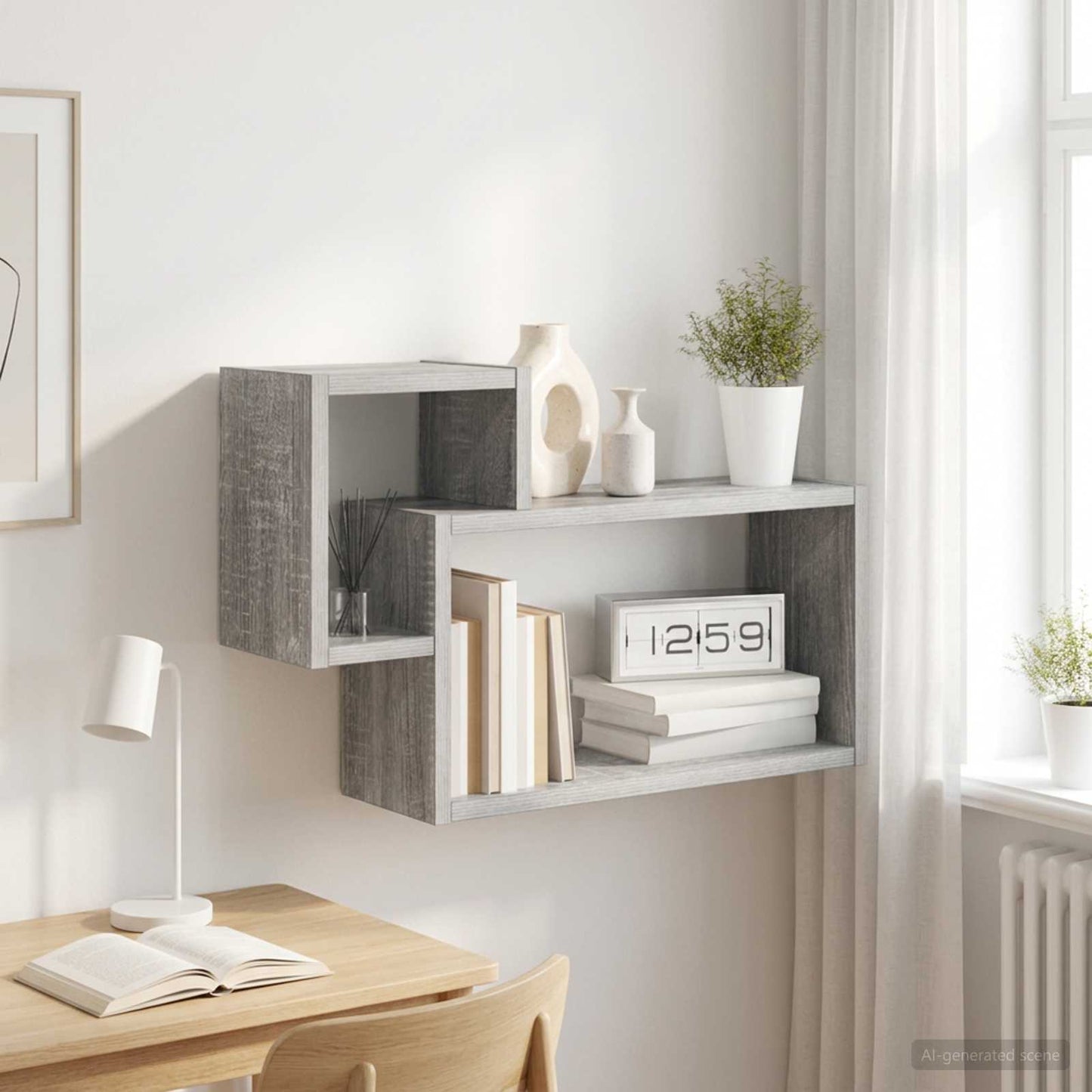 Wall Shelf Wall-Mounted Grey Sonoma 55 x 15 x 35 cm