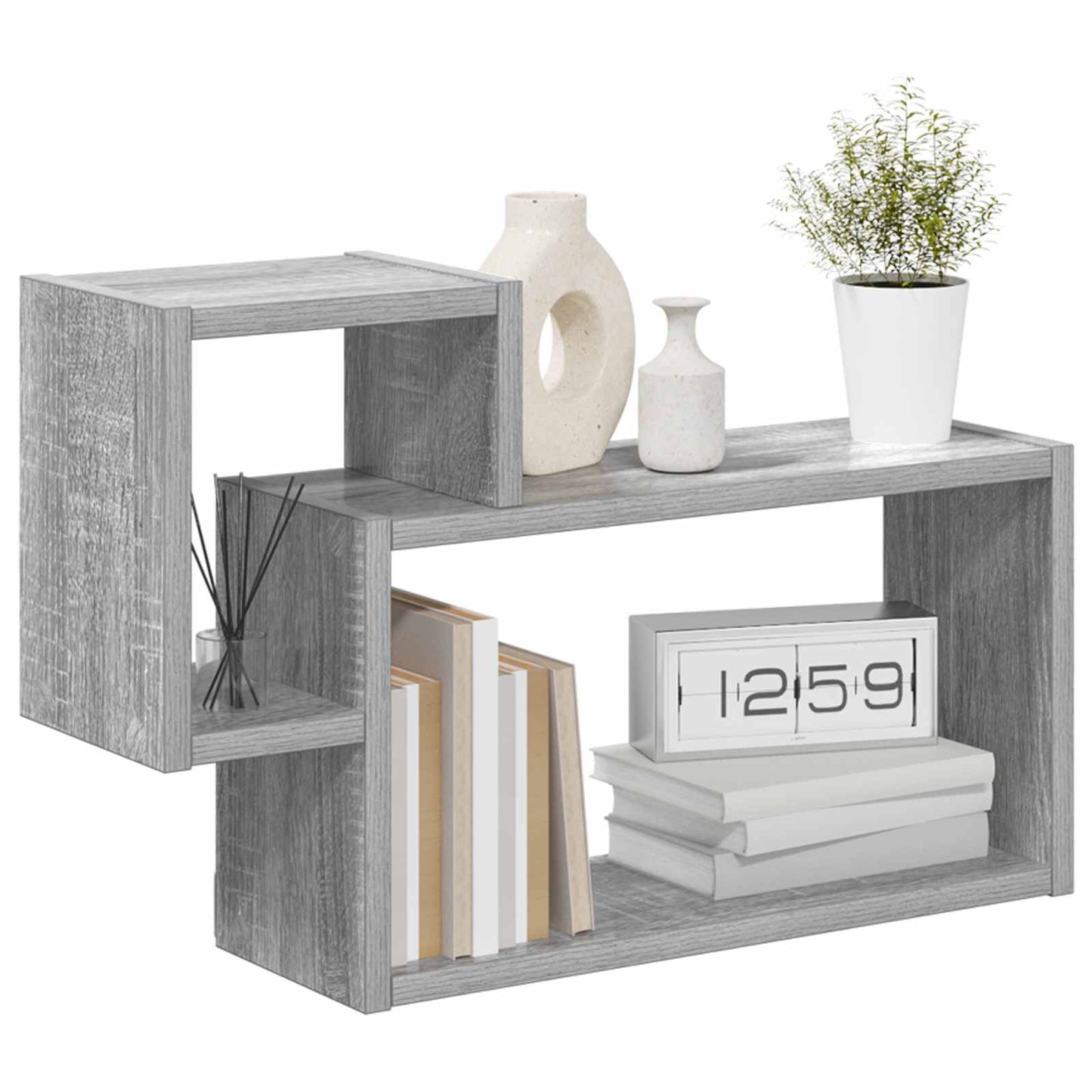 Wall Shelf Wall-Mounted Grey 55 x 15 x 35 cm Engineered Wood