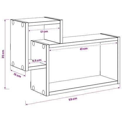 Wall Shelf Wall-Mounted Grey 55 x 15 x 35 cm Engineered Wood