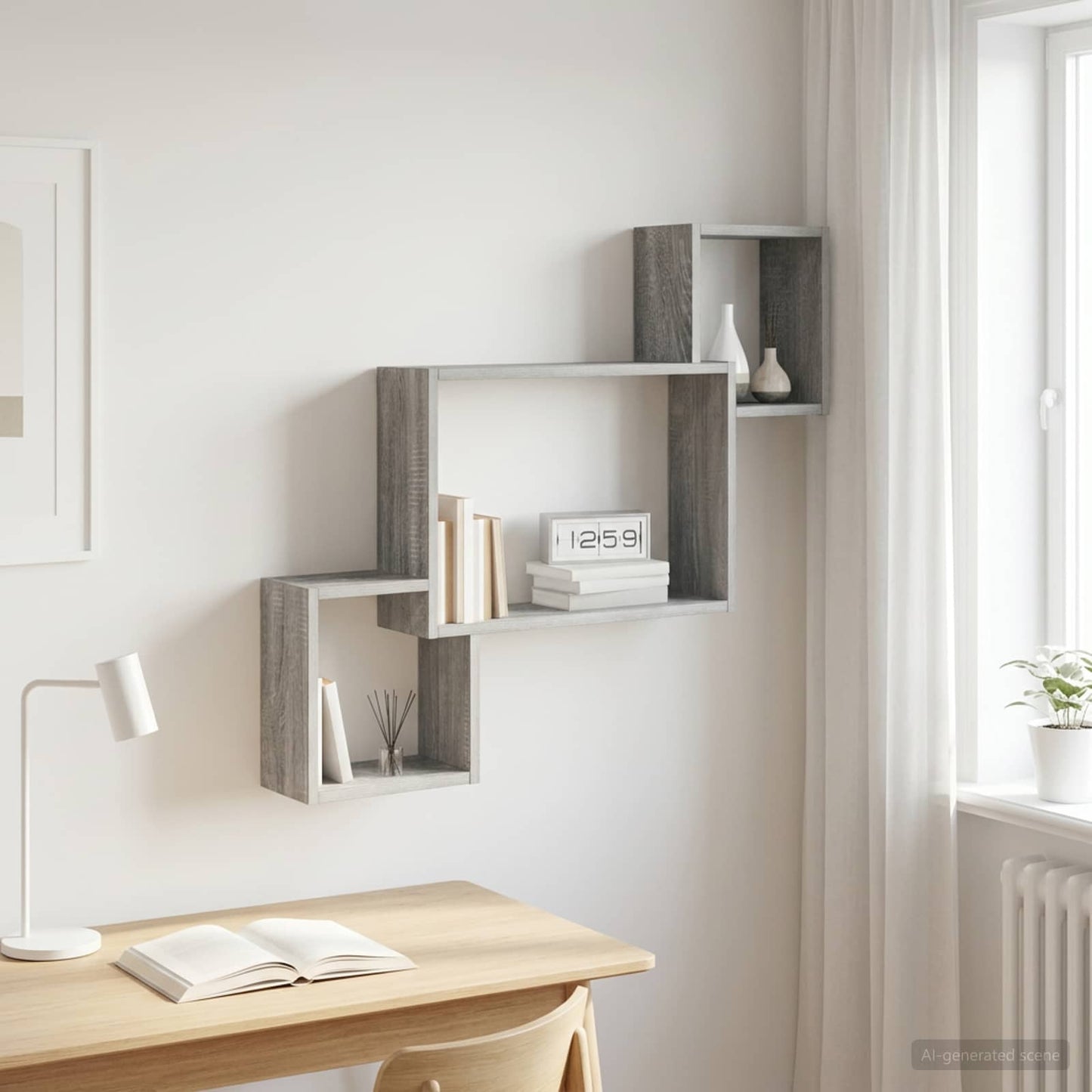 Wall Shelf Wall-Mounted Grey Sonoma 91.5 x 15 x 76 cm