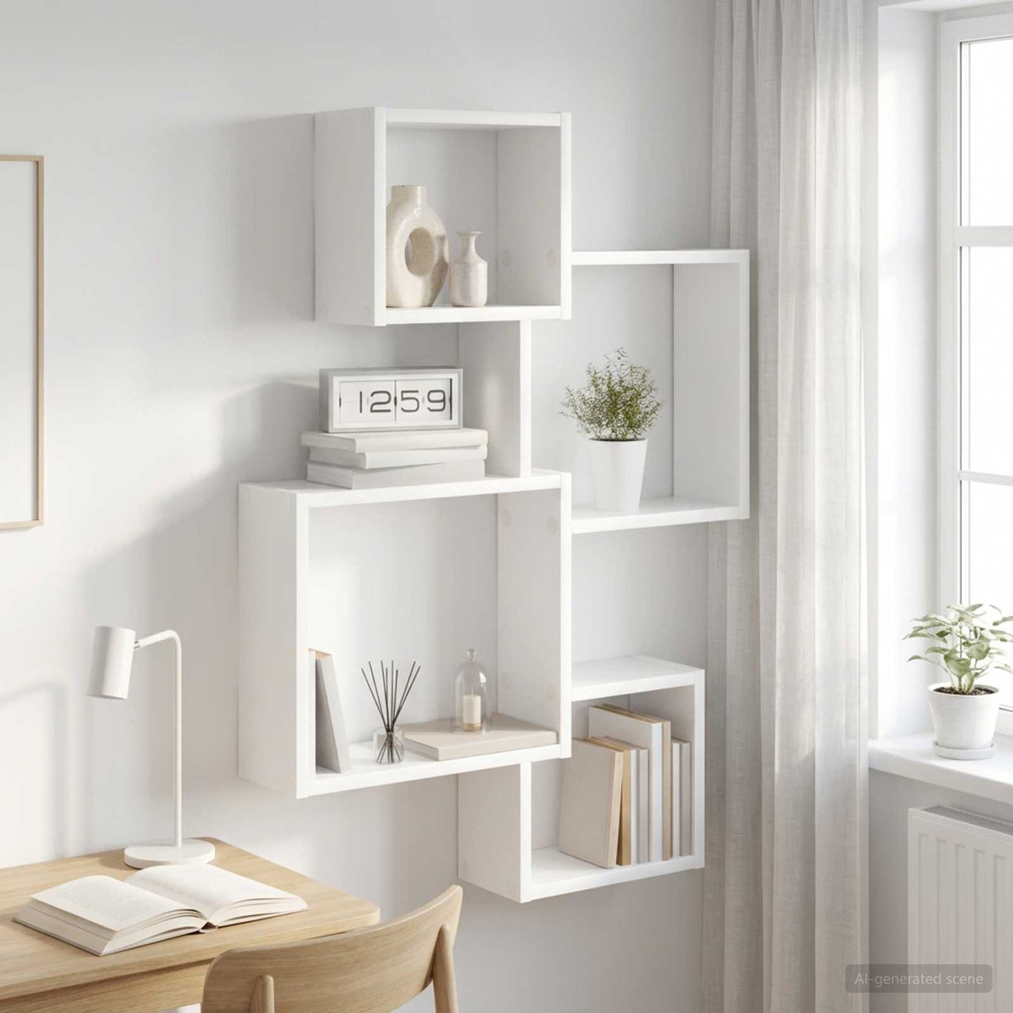 Wall Cube Shelves Wall-Mounted White 64 x 13.5 x 91.5 cm
