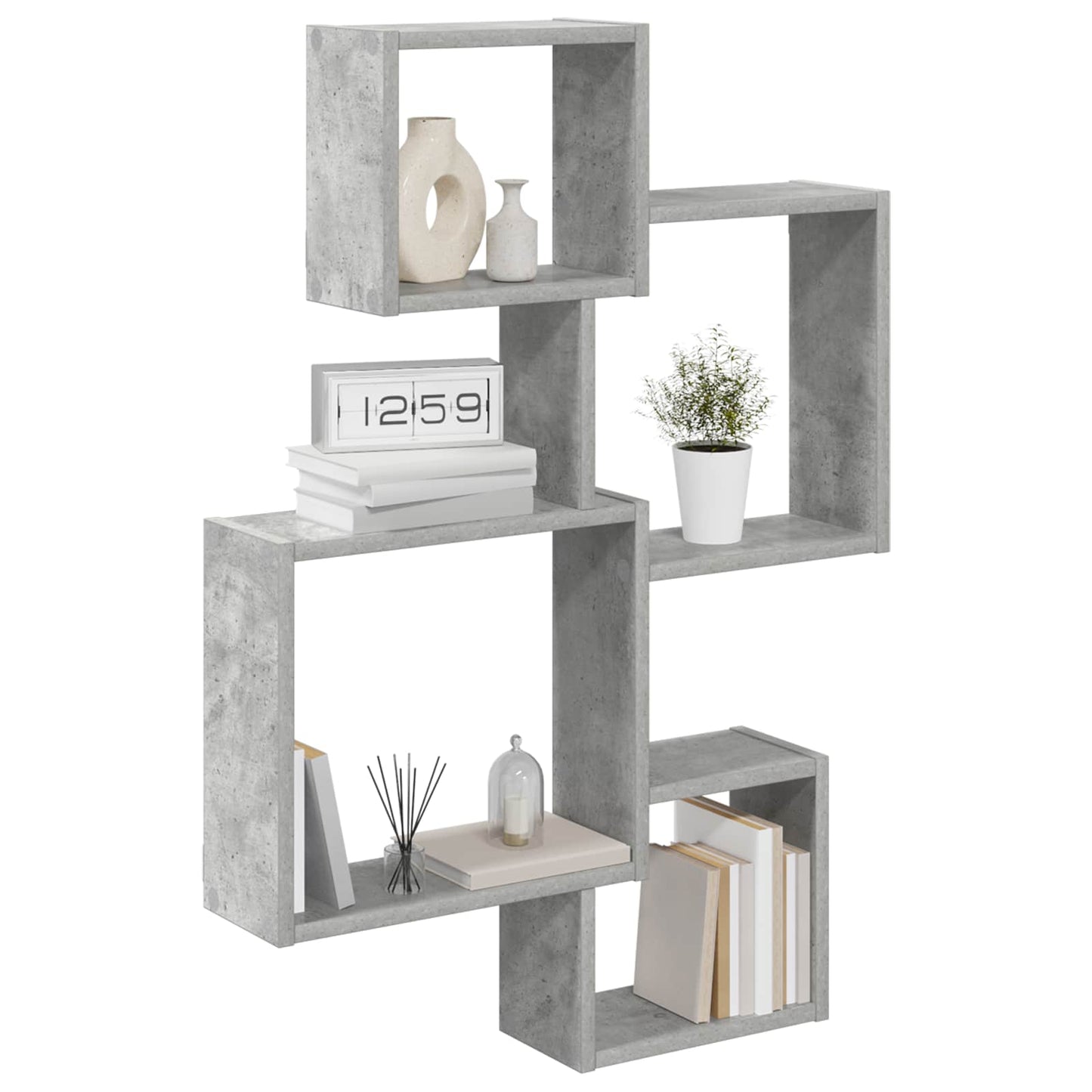 Wall Cube Shelves Wall-Mounted Grey 64 x 13.5 x 91.5 cm
