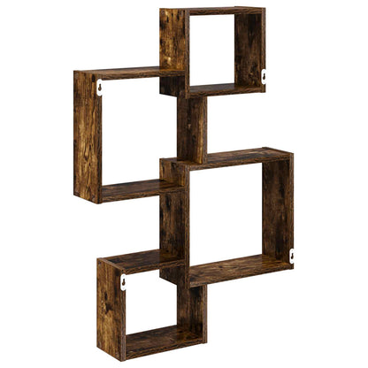 Wall Cube Shelves Wall-Mounted Brown 64 x 13.5 x 91.5 cm