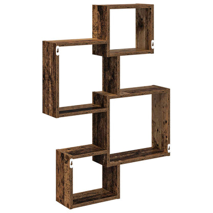 Wall Cube Shelves Wall-Mounted Brown 64 x 13.5 x 91.5 cm