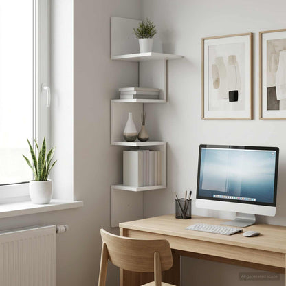 Wall Shelf Wall-Mounted White 32 x 21 x107 cm Engineered Wood